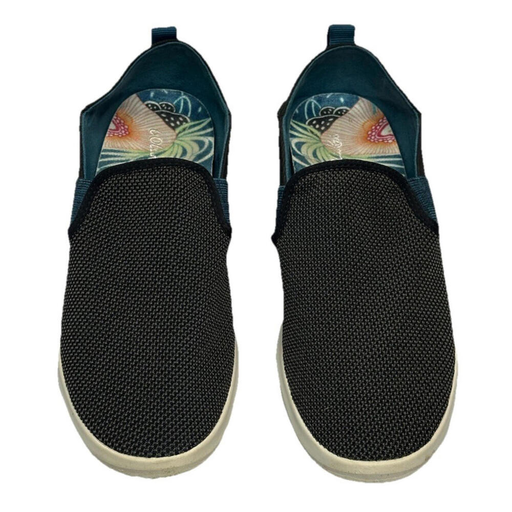 Olukai Hale'iwa Womens Size 8.5 Black Teal Casual Slip On Comfort Walking Shoes - Picture 2 of 8